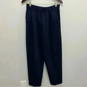 St. John Womens 6 navy Santana Knit Pockets Wide Leg Pant Trousers Pull …